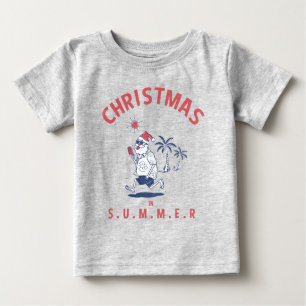 7月おもしろいの夏のクリスマスにサンタ ベビーTシャツ