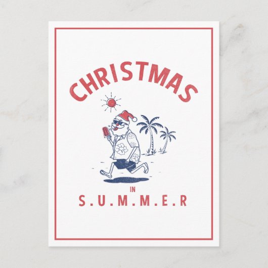 7月おもしろいの夏のクリスマスにサンタ ポストカード (正面)