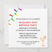 7月おもしろいの誕生日パーティーでサンタクロースのクリスマス 招待状 (裏面)