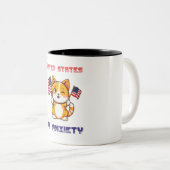 7月おもしろいの4日アメリカ国旗の猫 ツートーンマグカップ (正面右)
