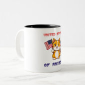 7月おもしろいの4日アメリカ国旗の猫 ツートーンマグカップ (正面左)