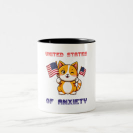 7月おもしろいの4日アメリカ国旗の猫 ツートーンマグカップ