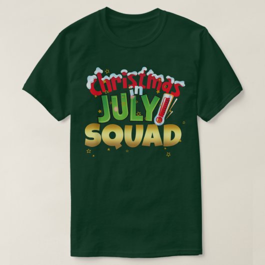 7月おもしろい分隊サマーグループサンタでのクリスマス Tシャツ (デザイン正面)