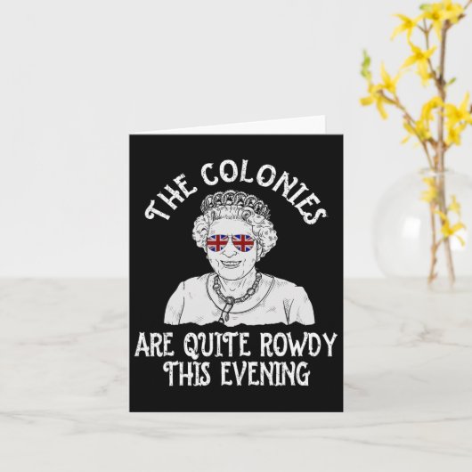 7月おもしろい植民地のエリザベス女王が列に並ぶ カード (黄色い花)