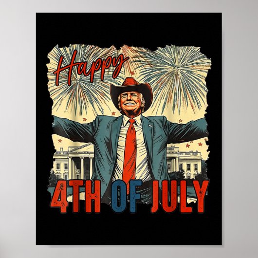7月おもしろい独立記念日のトランプ幸せ4日 ポスター (正面)