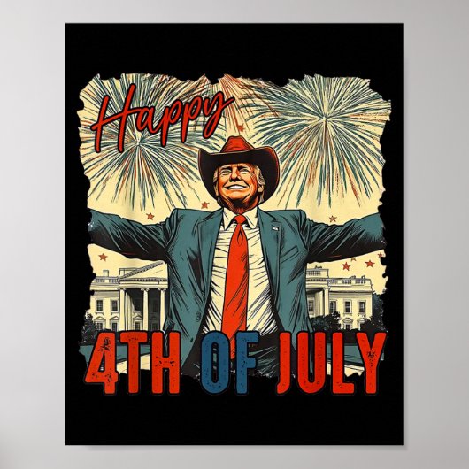 7月おもしろい独立記念日のトランプ幸せ4日 ポスター (正面)