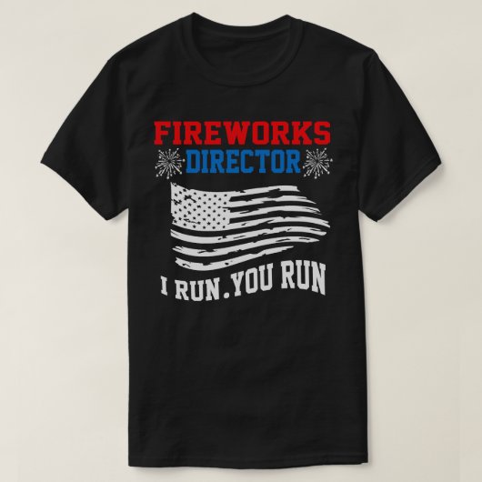 7月おもしろい4日の安全第三花火 Tシャツ (デザイン正面)