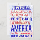 7月おもしろい4日の独立記念日パーティーユーモア 招待状 (正面)