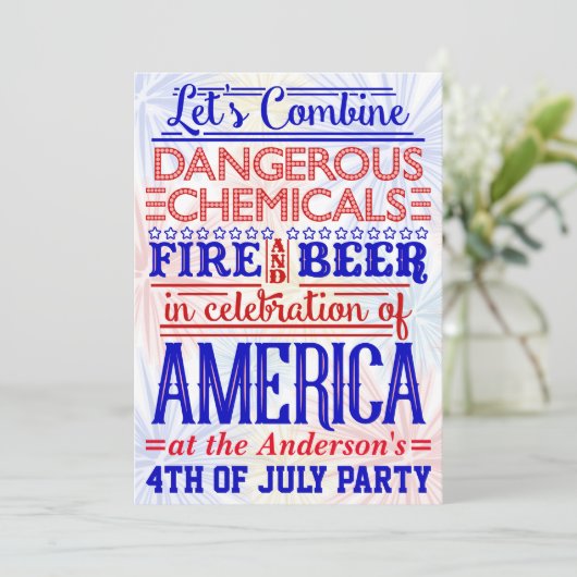 7月おもしろい4日の独立記念日パーティーユーモア 招待状 (スタンド正面)