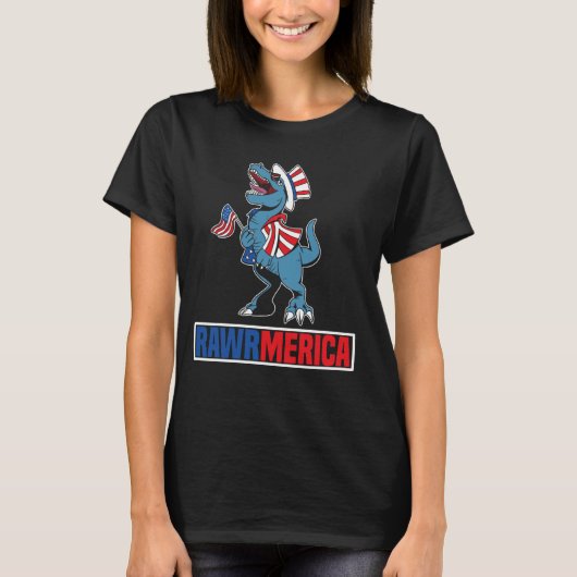 7月おもしろい4日のRawrmericaキッズアメリカ人 Tシャツ (正面)