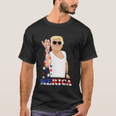 7月おもしろい4日アメリカ国旗のトランプ・メリカ塩 Tシャツ (正面)