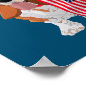 7月おもしろい4日バセット・ハウンド・アメリカ国旗の犬 ポスター (角)