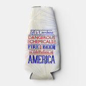 7月おもしろい4日ビール花火大会 |名前をカスタムする ボトルクーラー (正面)