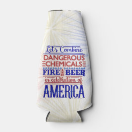 7月おもしろい4日ビール花火大会 |名前をカスタムする ボトルクーラー