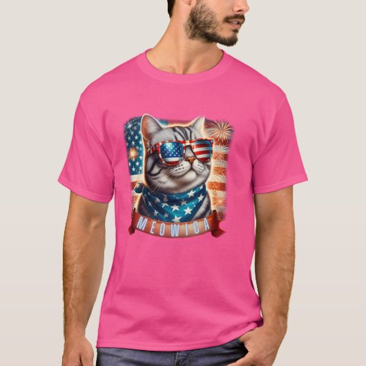 7月おもしろい4日マイオビカ愛国米国国旗 Tシャツ (正面)