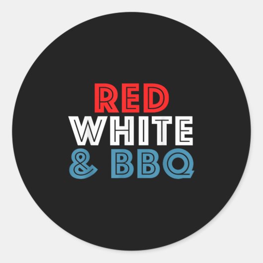 7月おもしろい4日レトロUsa Red White Bbq ラウンドシール (正面)