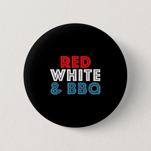 7月おもしろい4日レトロUsa Red White Bbq 缶バッジ (正面)