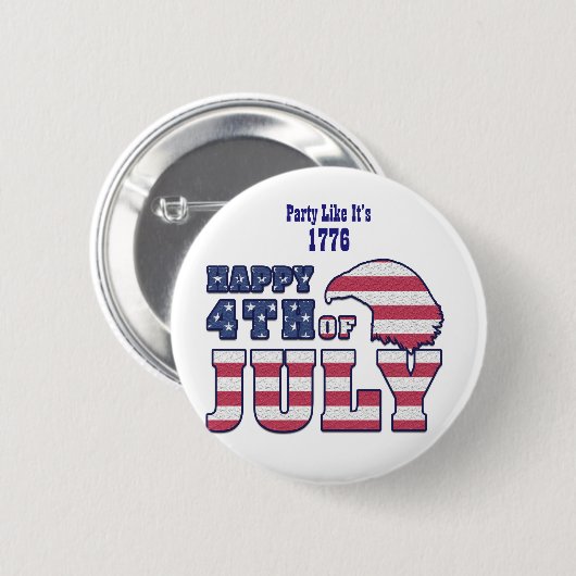 7月おもしろい4日引用文- 1776年のようなパーティー 缶バッジ (正面&裏面)