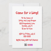 7月おもしろい4日花火ゴリラパーティー招待状 招待状 (裏面)