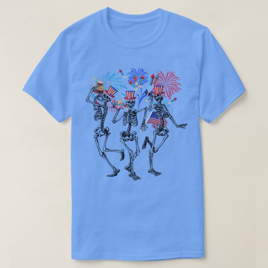 7月おもしろい4日踊り骨格  Tシャツ (デザイン正面)