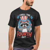 7月おもしろい4日、アライグマから4番目を冷やす Tシャツ (正面)