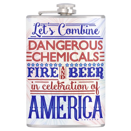 7月おもしろい4日、ビールの独立記念日 フラスク (正面)