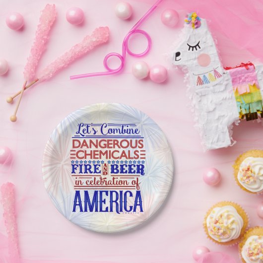 7月おもしろい4日、花火のビールジョーク | BBQパーティー ペーパープレート (パーティー)