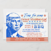 7月おもしろい4日BBQバーベキューパーティー |ワシントン 招待状 (正面)