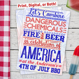 7月おもしろい4日BBQパーティー | ユーモアのある Barbecue 招待状