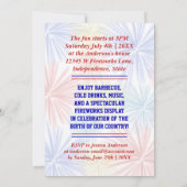 7月おもしろい4日Fireworks BBQ | Barbecueパーティー 招待状 (裏面)