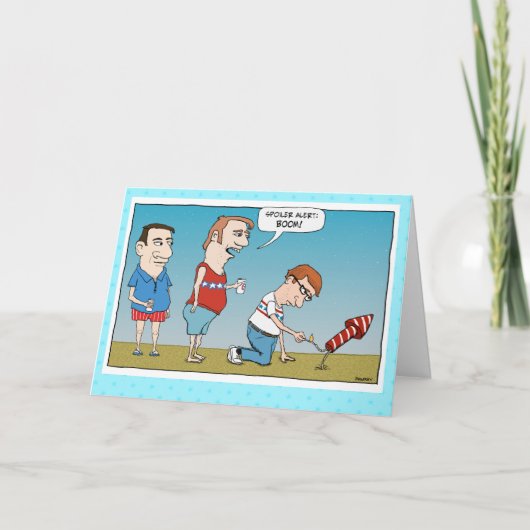 7月おもしろい4日Fireworks Spoilerアラート カード (正面)