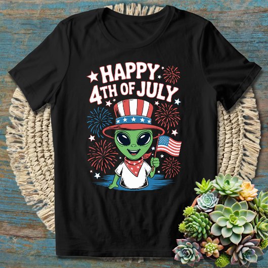 7月おもしろいTシャツのエイリアン4th - USA Independence Tシャツ