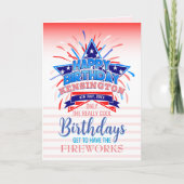 7月お洒落4日Fireworks誕生日 カード (正面)