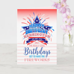 7月お洒落4日Fireworks誕生日 カード
