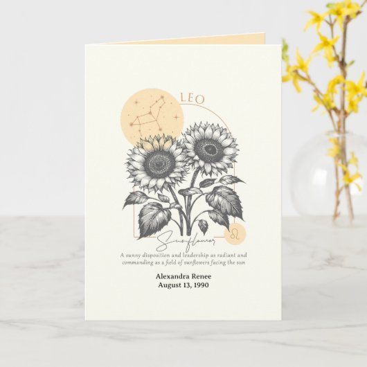 7月から威厳がある誕生フラワーカスタム誕生日 カード (黄色い花)