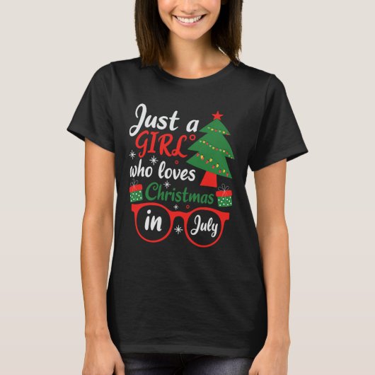 7月にクリスマスが好きな女の子 Tシャツ (正面)