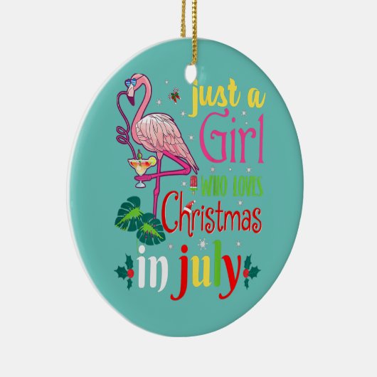 7月にクリスマスを愛する女の子だけの女性  セラミックオーナメント (右)