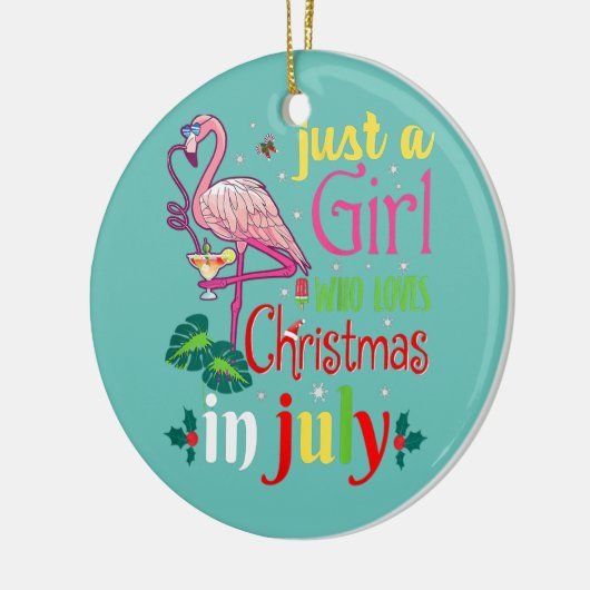 7月にクリスマスを愛する女の子だけの女性  セラミックオーナメント (左)