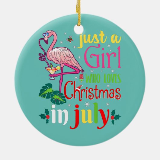 7月にクリスマスを愛する女の子だけの女性  セラミックオーナメント (裏面)