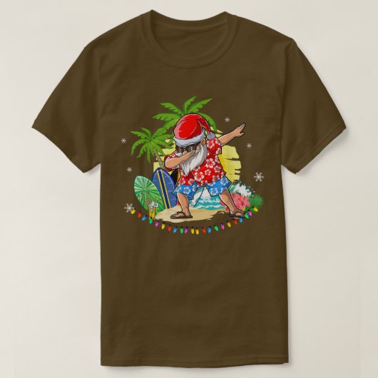 7月にサンタのクリスマスをダビングボーイズ男性ハワイアン Tシャツ (デザイン正面)