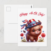 7月に登場する可愛い愛国的なバッファロー ポストカード (正面/裏面)