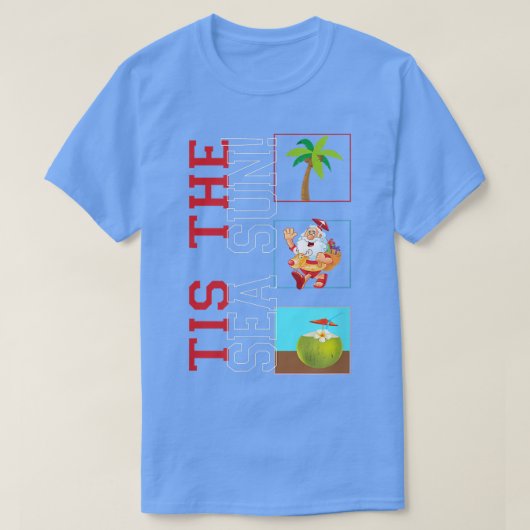 7月に開催される海の太陽かわいいサンタ・クリスマス Tシャツ (デザイン正面)
