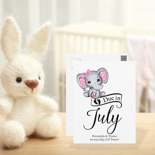 7月にLittle Peanut Baby Girl Elephantで締め切る ポストカード
