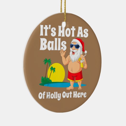 7月のおもしろいクリスマスは暑いボールとしてサンタサマー セラミックオーナメント (右)