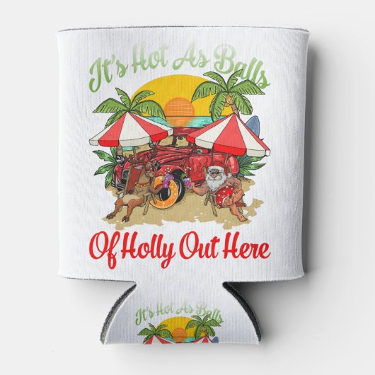 7月のおもしろいクリスマスは暑いボールとしてサンタサマー 缶クーラー (正面)