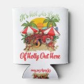 7月のおもしろいクリスマスは暑いボールとしてサンタサマー 缶クーラー (裏面)