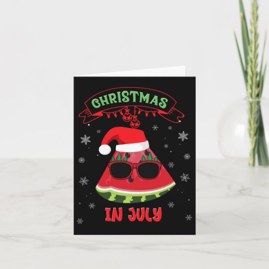 7月のおもしろいクリスマススイカのクリスマスツリーサンタ カード (正面)