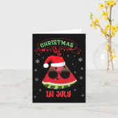 7月のおもしろいクリスマススイカのクリスマスツリーサンタ カード (黄色い花)