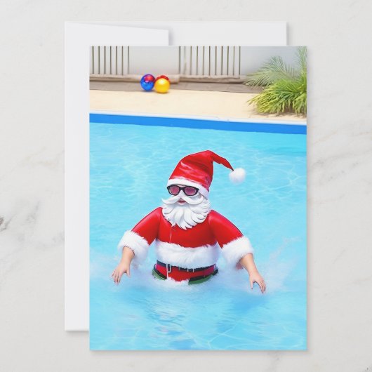 7月のおもしろいクリスマス誕生日プールパーティー 招待状 (裏面)