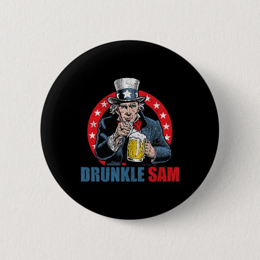 7月のおもしろいDruckle Sam 4th Hundle Sam Usa Beer D 缶バッジ (正面)